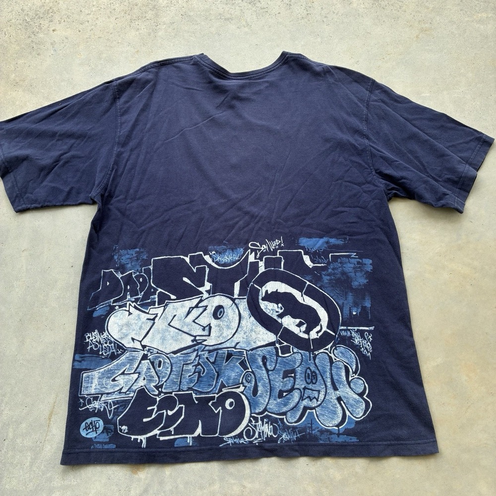 Y2K Vintage Ecko Unltd. T-Shirt Blue Graffiti Graphic Print Logo Skater Pinkman - Picture 6 of 6